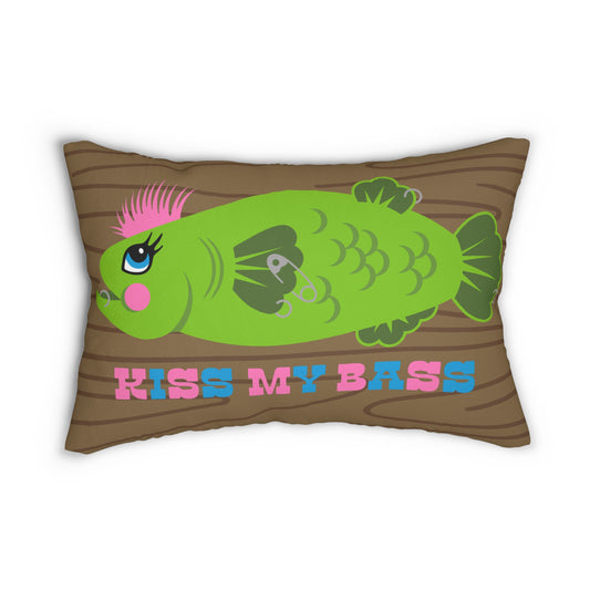 Kiss My Bass Punk Fish Throw Pillow