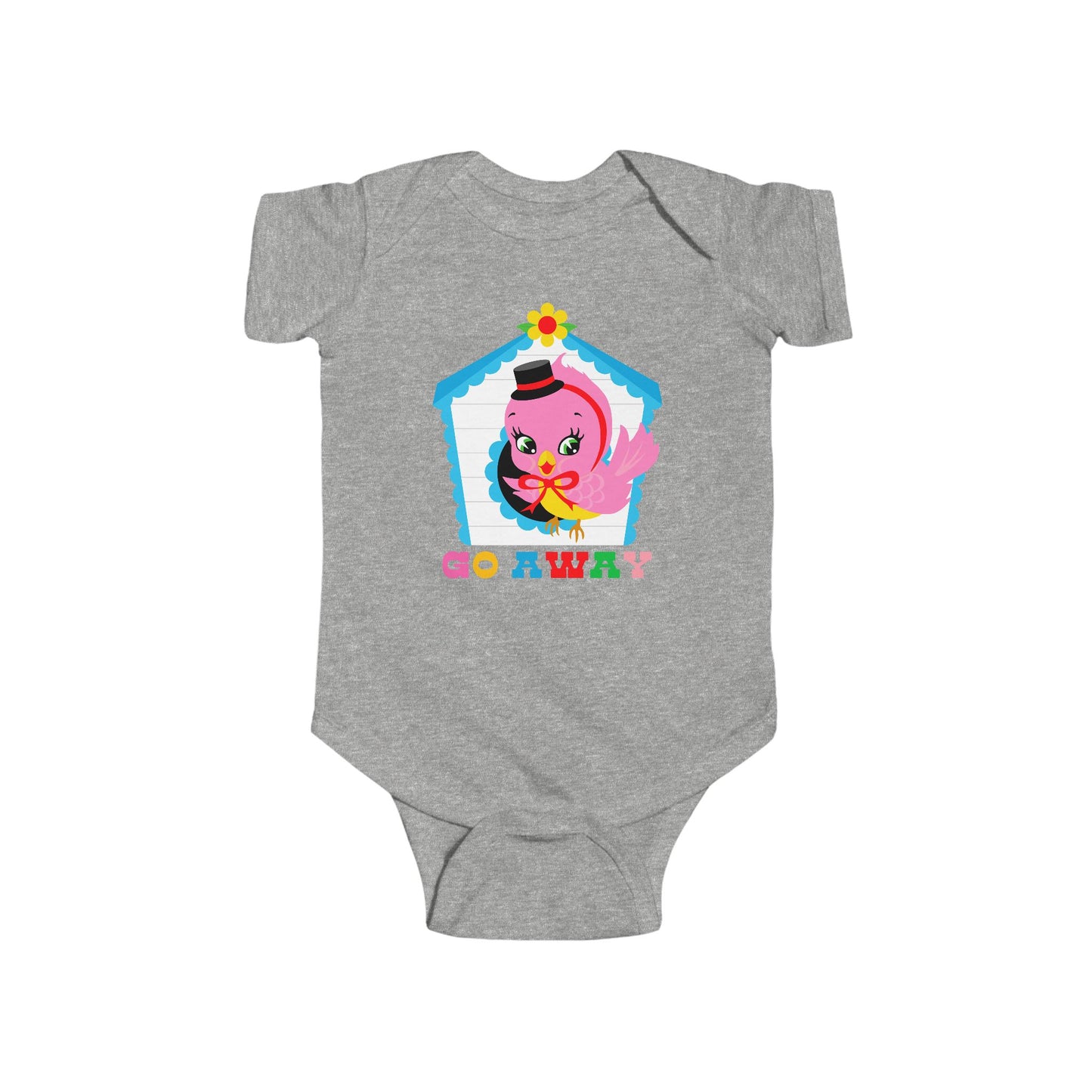 Cute Birdy Go Away Baby Bodysuit