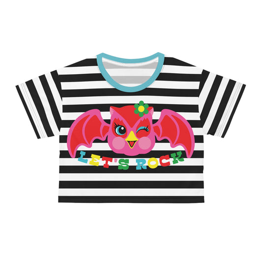 Let's Rock Owl Cropped Striped Tee
