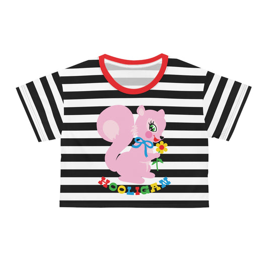 Pink Squirrel Hooligan Cropped Striped Tee
