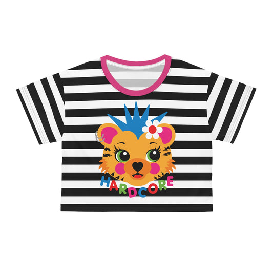 Cute Hardcore Punk Tiger Cropped Striped Tee