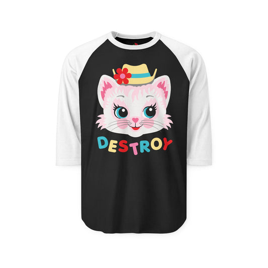 Destroy Kitty Raglan Baseball Shirt