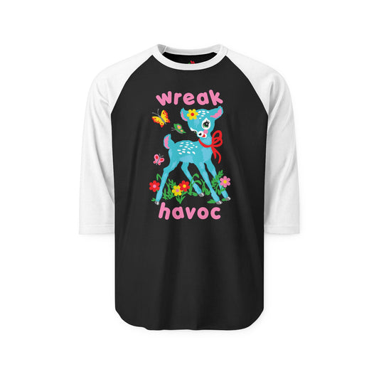 Wreak Havoc Cute Deer Raglan Baseball Shirt