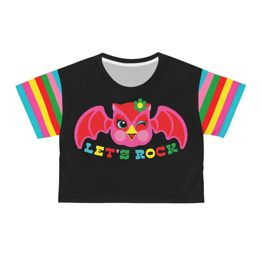 Let's Rock Retro Owl Cropped Tee