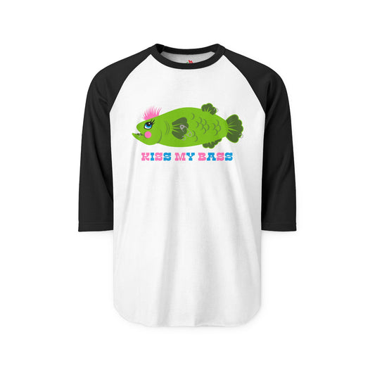Kiss My Bass Punk Fish Raglan Baseball Shirt