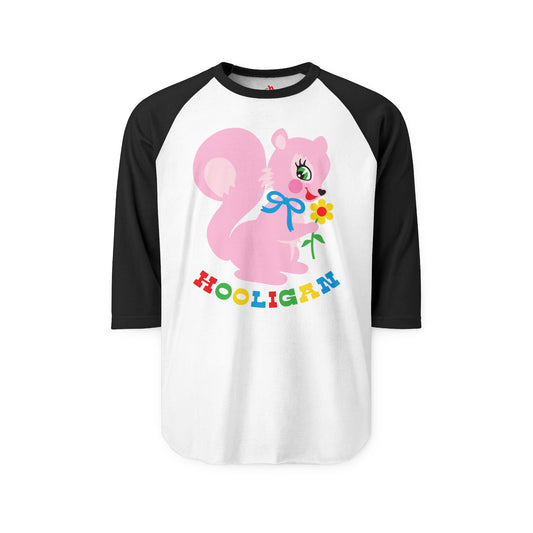 Cute Pink Squirrel Hooligan Raglan Baseball Shirt