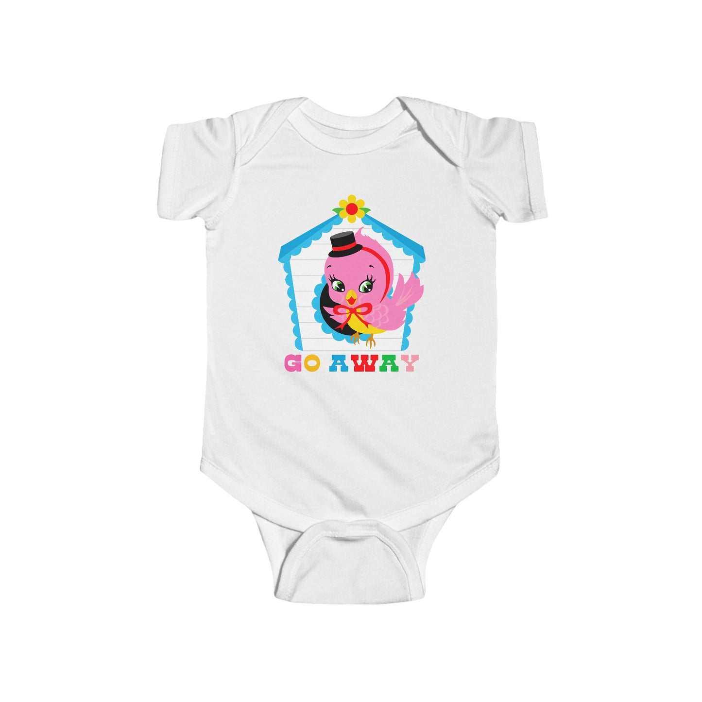 Cute Birdy Go Away Baby Bodysuit