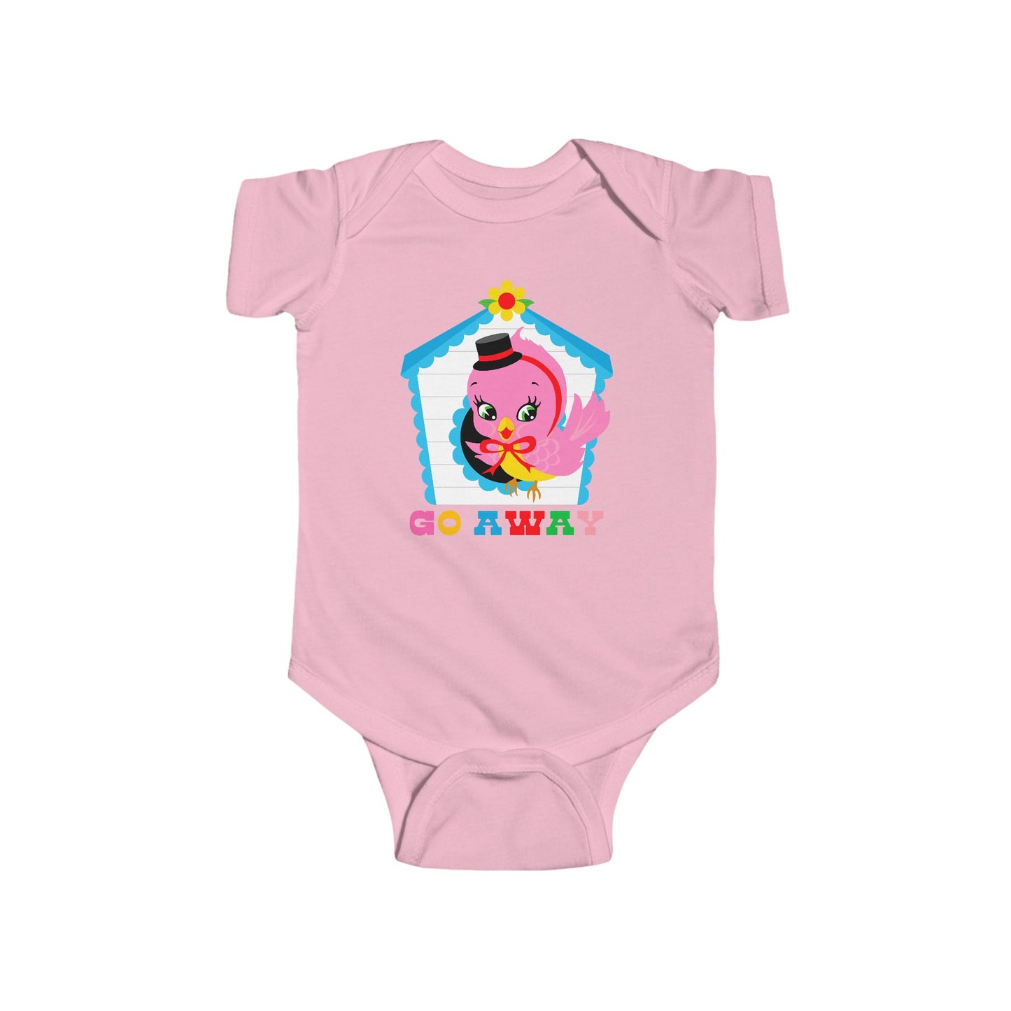 Cute Birdy Go Away Baby Bodysuit