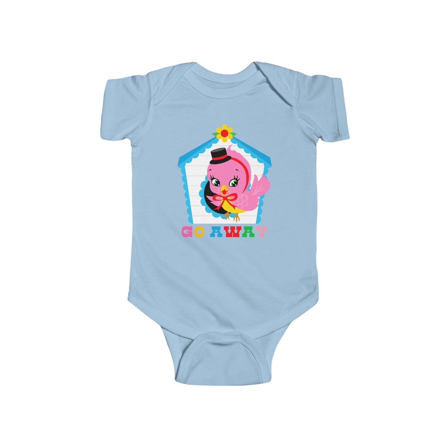 Cute Birdy Go Away Baby Bodysuit