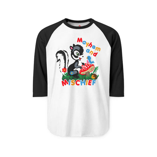 Mayhem and Mischief Raglan Baseball Shirt