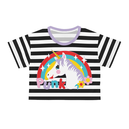 Punk Unicorn Cropped Striped Tee