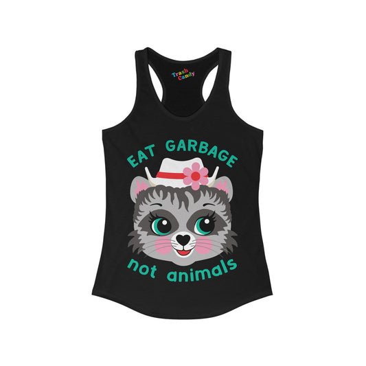 Eat Garbage Not Animals Cute Raccoon Women's Racerback Tank