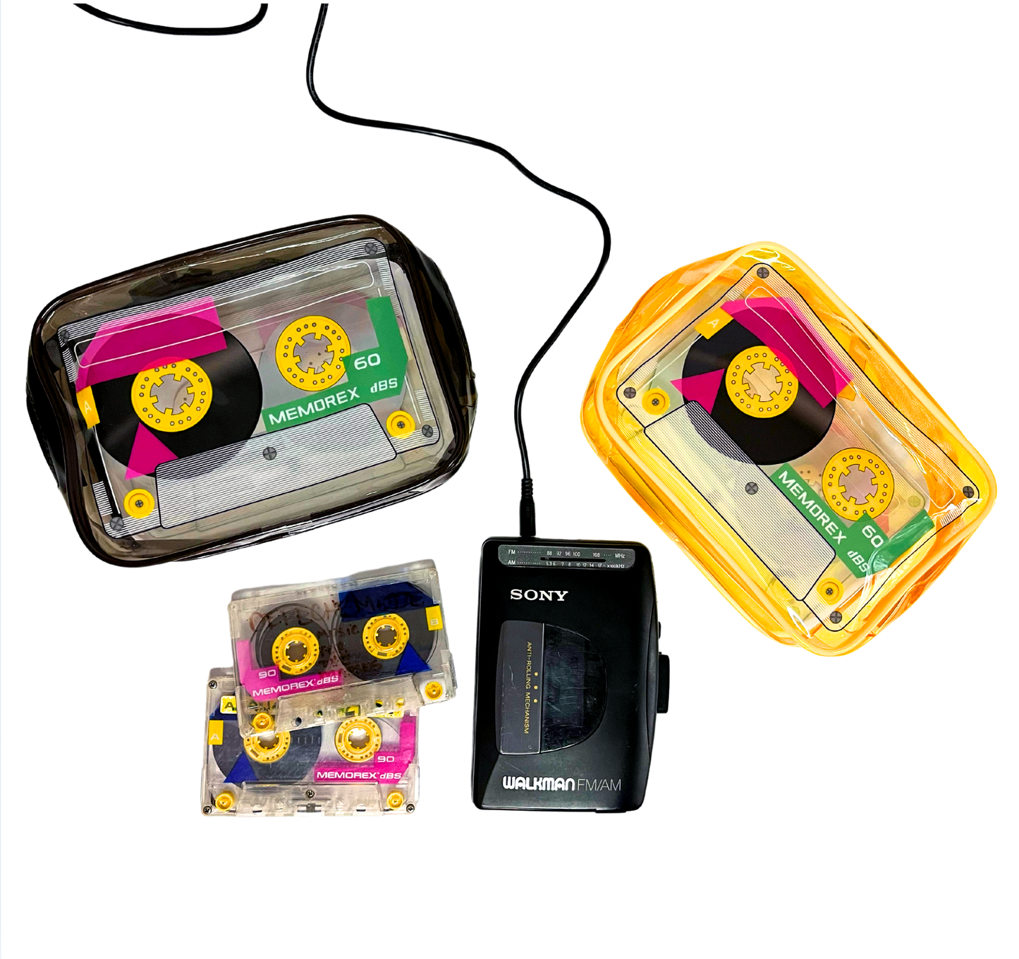 Retro 90s Translucent Cassette Pouch