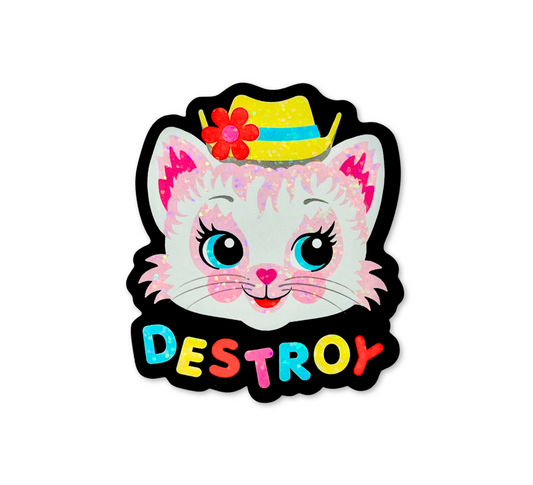 Cute Kitty Destroy Sticker