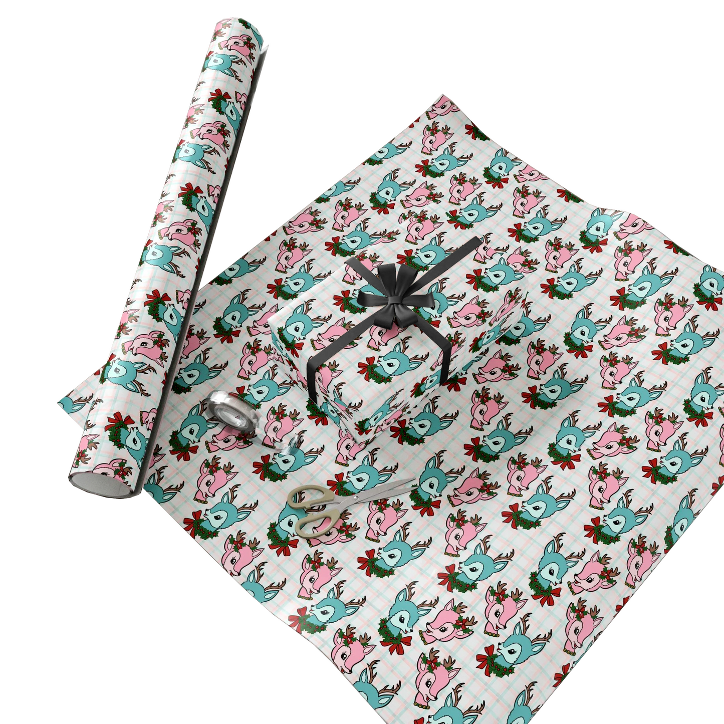 Retro Reindeer Christmas Wrapping Paper