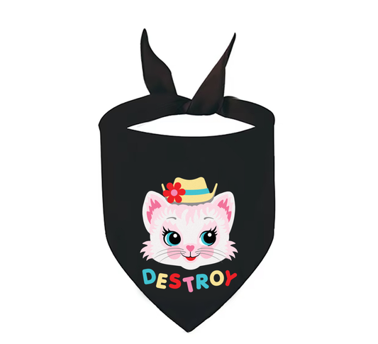 Cute Kitty Destroy Pet Bandana