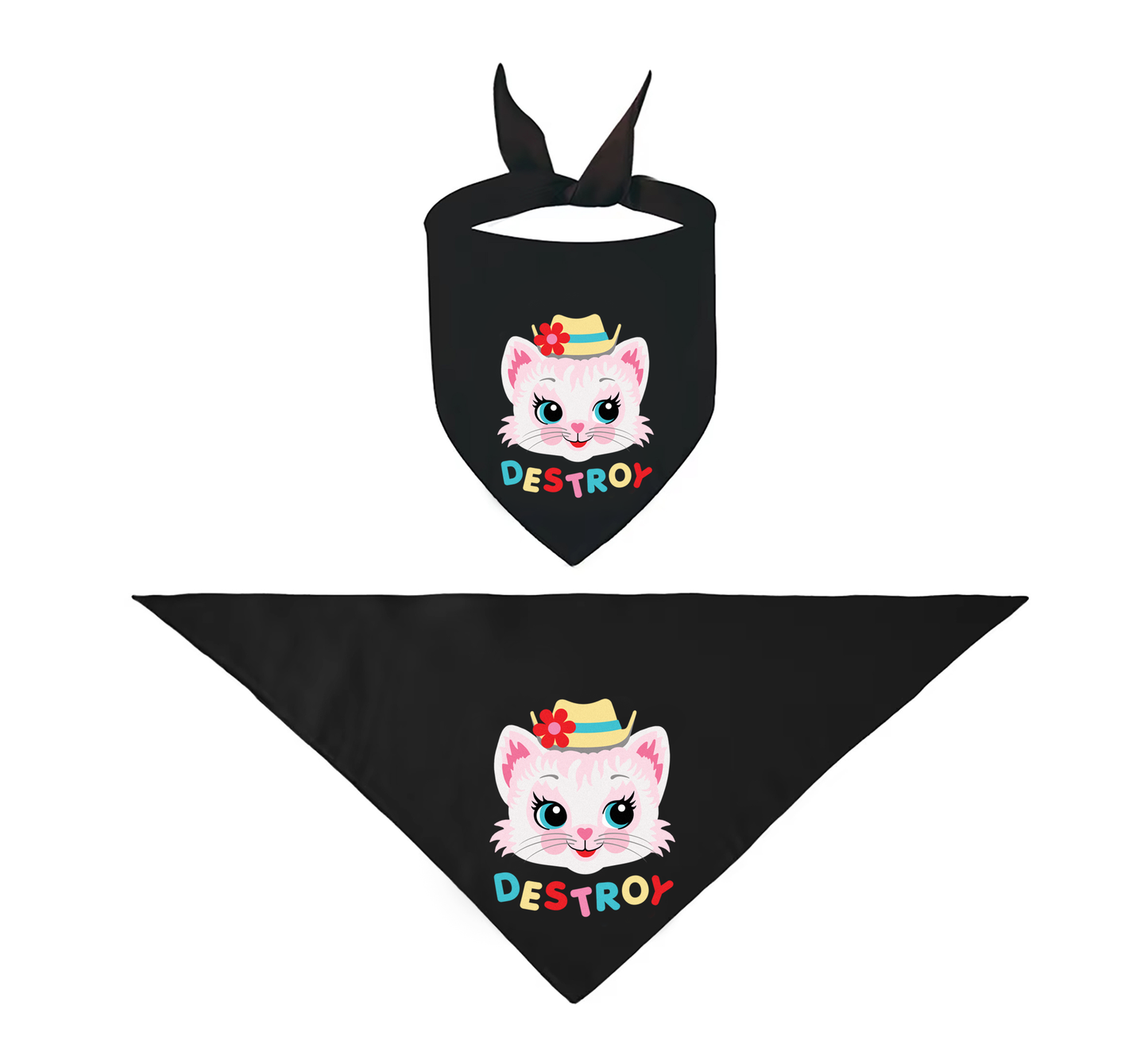 Cute Kitty Destroy Pet Bandana