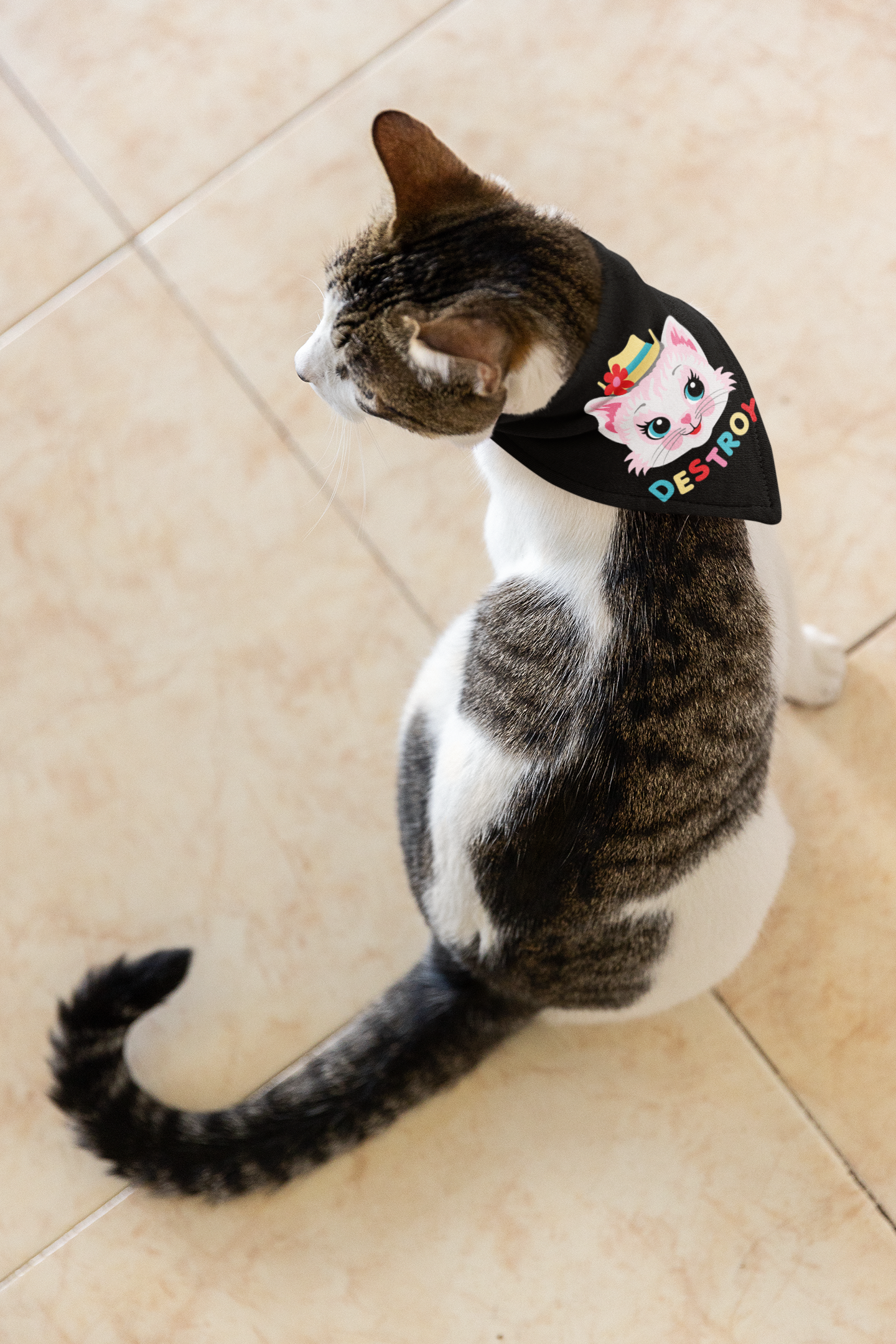 Cute Kitty Destroy Pet Bandana