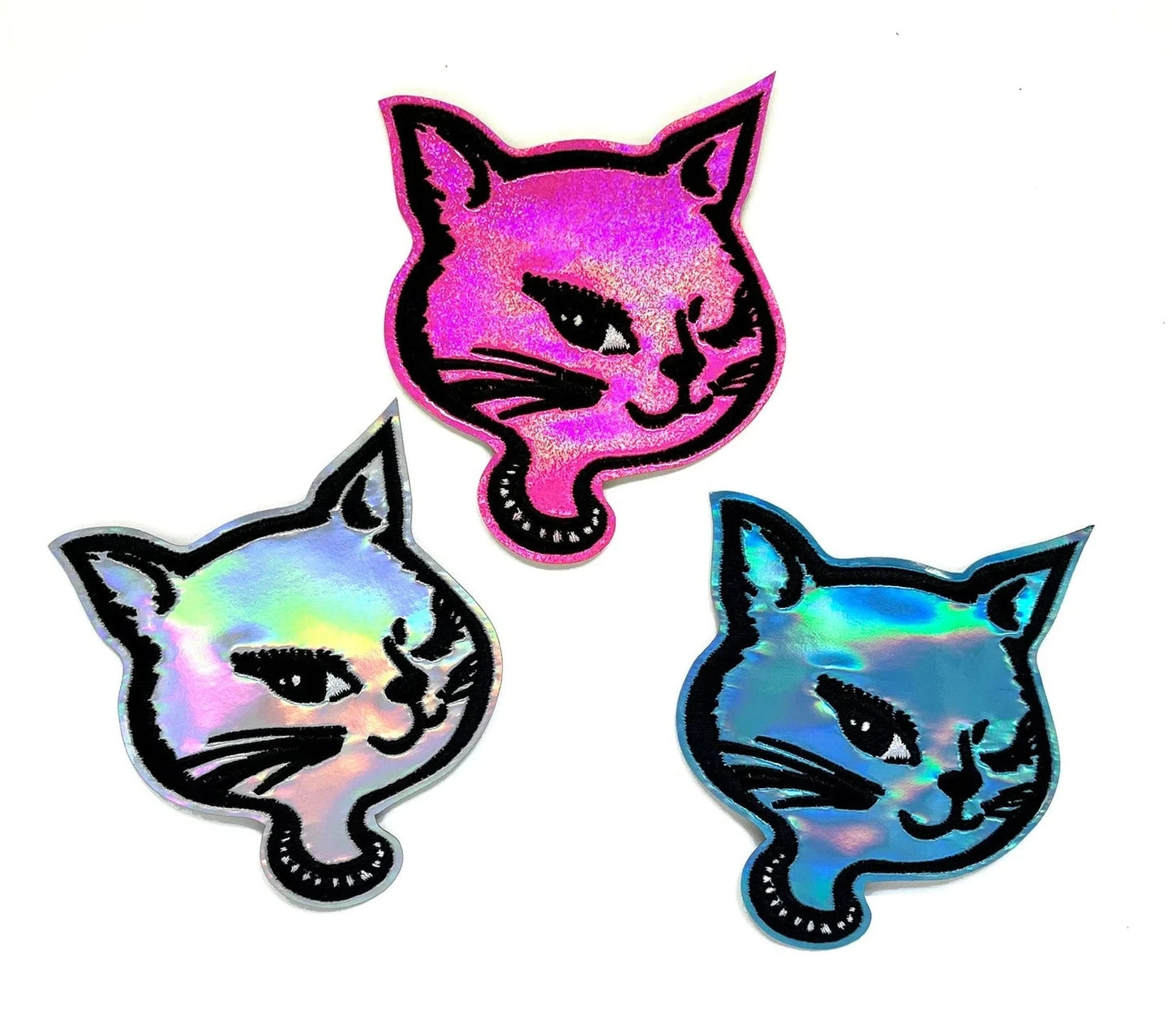 Holographic Winking Kitty Patches