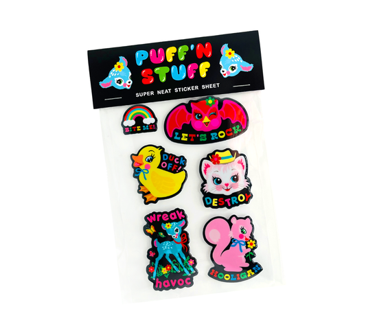 Puff 'N Stuff Super Neat Sticker Sheet Puffy Stickers