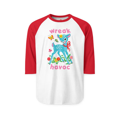 Wreak Havoc Cute Deer Raglan Baseball Shirt