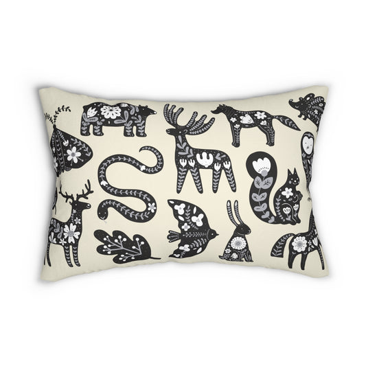 Folk Animals Lumbar Pillow