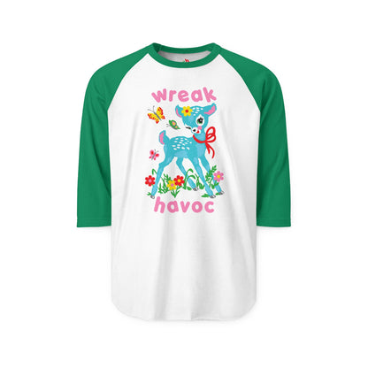 Wreak Havoc Cute Deer Raglan Baseball Shirt