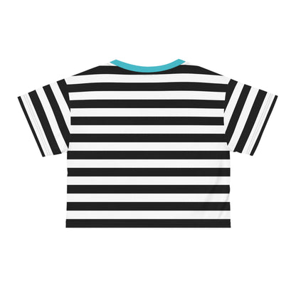 Destroy Kitty Cropped Striped Tee
