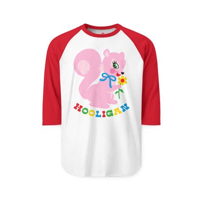 Cute Pink Squirrel Hooligan Raglan Baseball Shirt