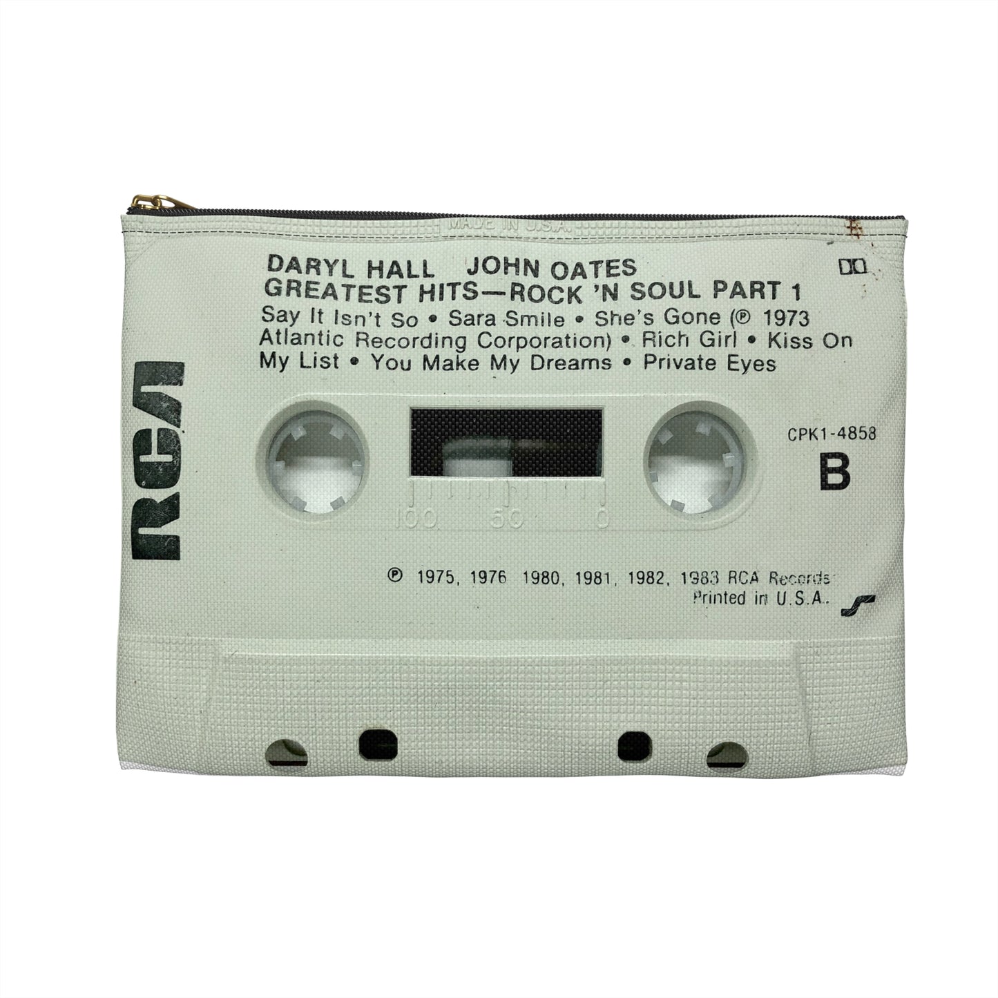 Hall and Oates Zipper Cassette Tape Pouch - I Can't Go For That Zipper Pouch - Maneater Private Eyes Makeup Pencil Case