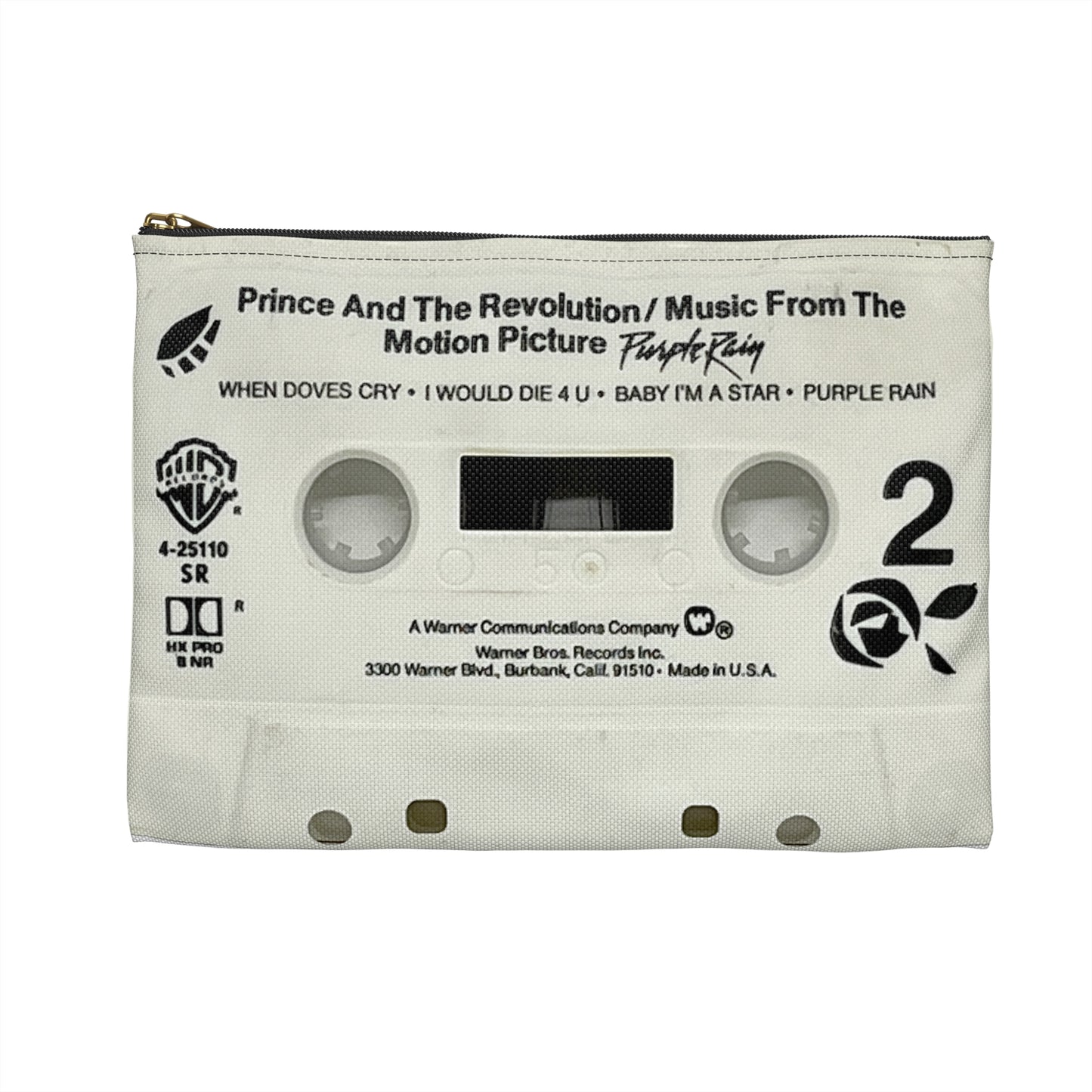 Prince Purple Rain Cassette Tape Zipper Pouch - When Doves Cry - Let's Go Crazy Makeup Pencil Case