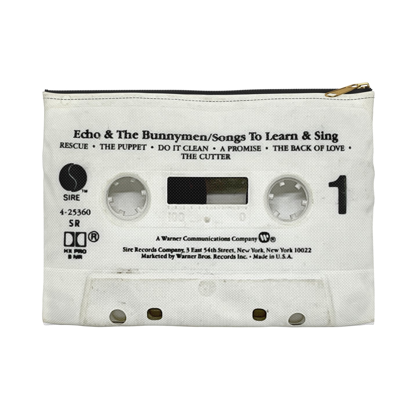 Echo and The Bunnymen Zipper Pouch - Songs to Learn and Sing Cassette Tape Zipper Pouch - Makeup Pencil Case