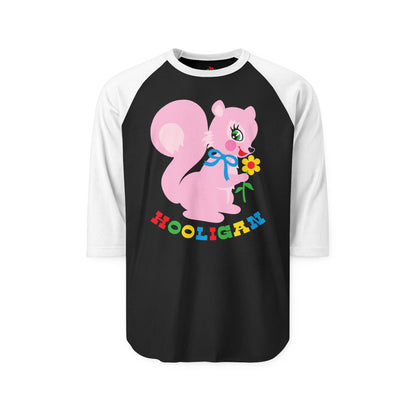 Cute Pink Squirrel Hooligan Raglan Baseball Shirt