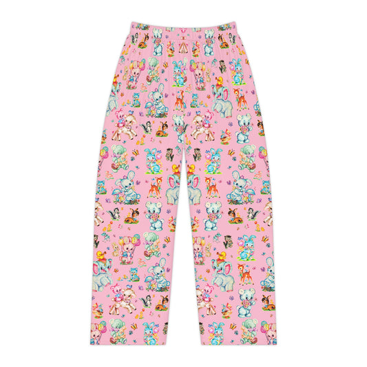 Cute Retro Kitschy Critters Women's Pajama Pants - Vintage Meyercord Rushton Toys Pajamas PJs Jammies