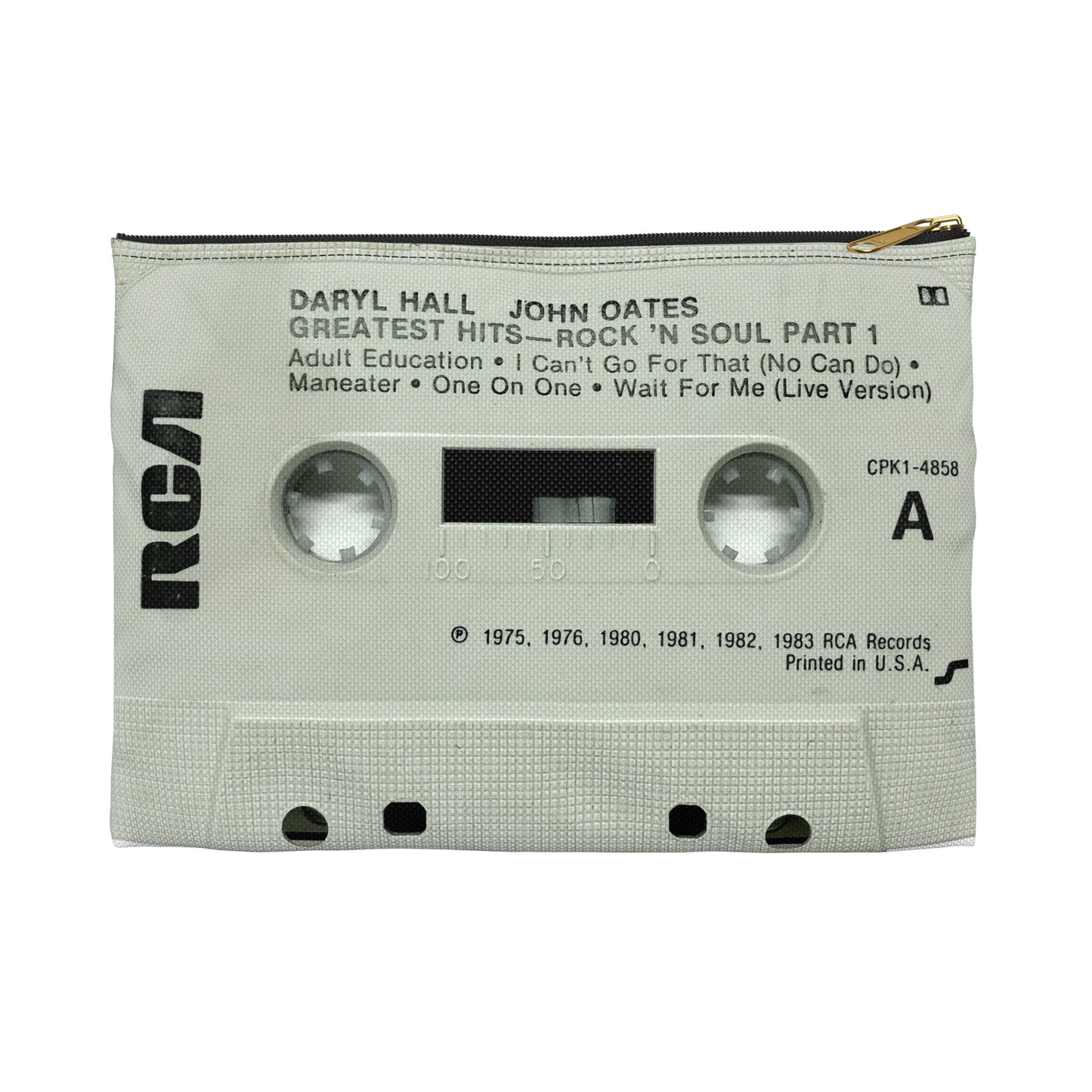 Hall and Oates Zipper Cassette Tape Pouch - I Can't Go For That Zipper Pouch - Maneater Private Eyes Makeup Pencil Case