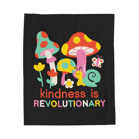 Cute Mushrooms Kindness is Revolutionary Throw Blanket