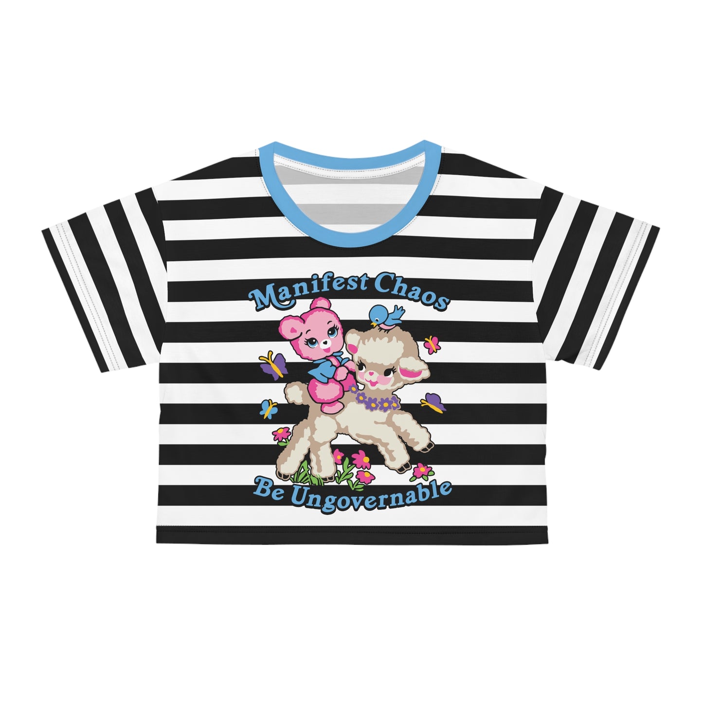 Manifest Chaos Be Ungovernable Cropped Striped Tee