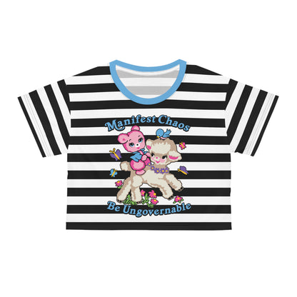 Manifest Chaos Be Ungovernable Cropped Striped Tee