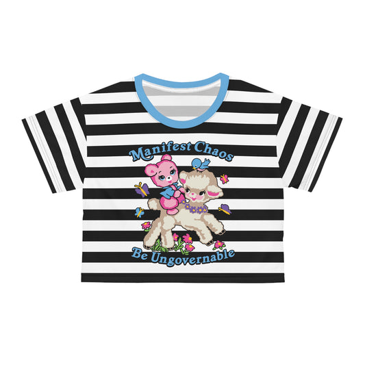 Manifest Chaos Be Ungovernable Cropped Striped Tee