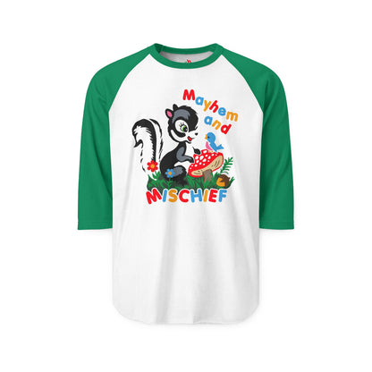 Mayhem and Mischief Raglan Baseball Shirt