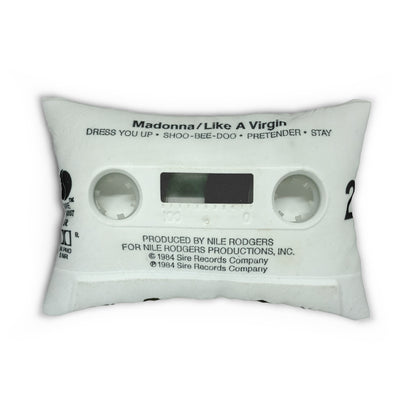 Retro Madonna Like a Virgin Cassette Tape Throw Pillow - Madonna Lumbar Pillow - Material Girl - Borderline