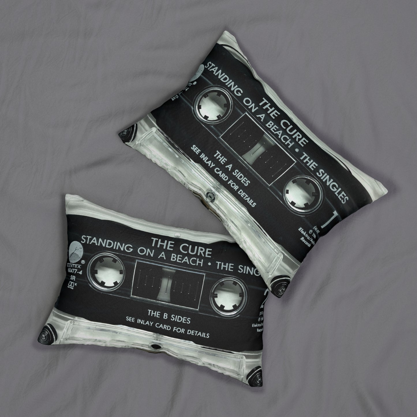 Retro The Cure Cassette Tape Lumbar Pillow - The Cure Standing on a Beach Staring at the Sea Cassette Tape Throw Pillow