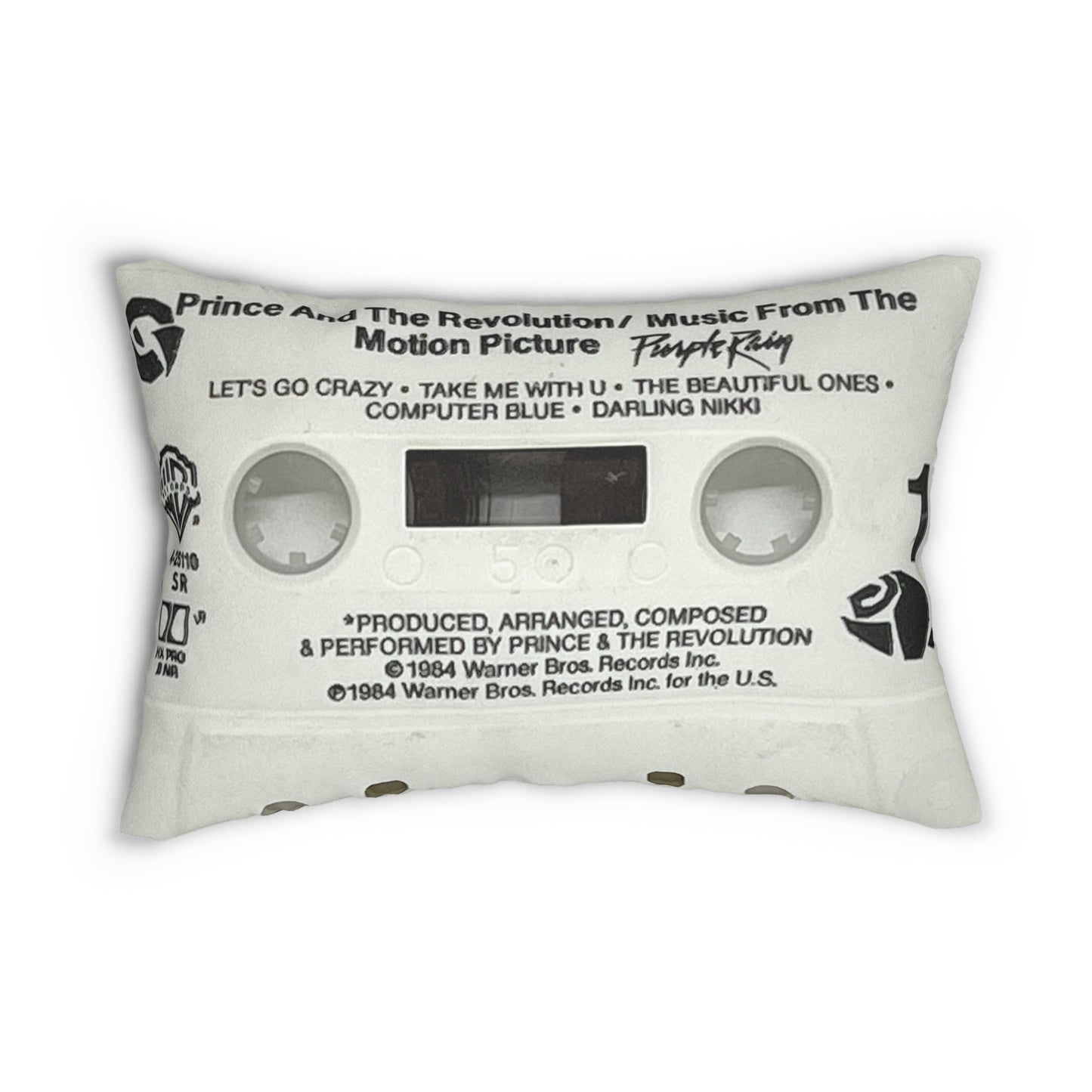 Retro Prince Purple Rain Cassette Tape Lumbar Pillow - Prince Cassette Tape Throw Pillow