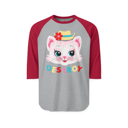 Destroy Kitty Raglan Baseball Shirt