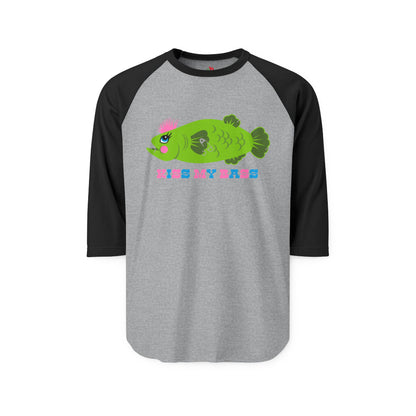 Kiss My Bass Punk Fish Raglan Baseball Shirt