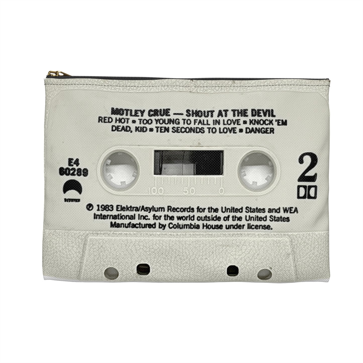 Motley Crue Shout At the Devil Cassette Tape Zipper Pouch - Vintage Heavy Metal Pencil Makeup Case