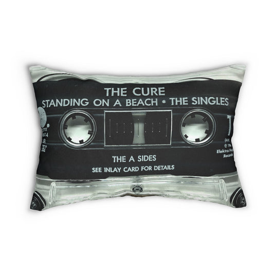 Retro The Cure Cassette Tape Lumbar Pillow - The Cure Standing on a Beach Staring at the Sea Cassette Tape Throw Pillow