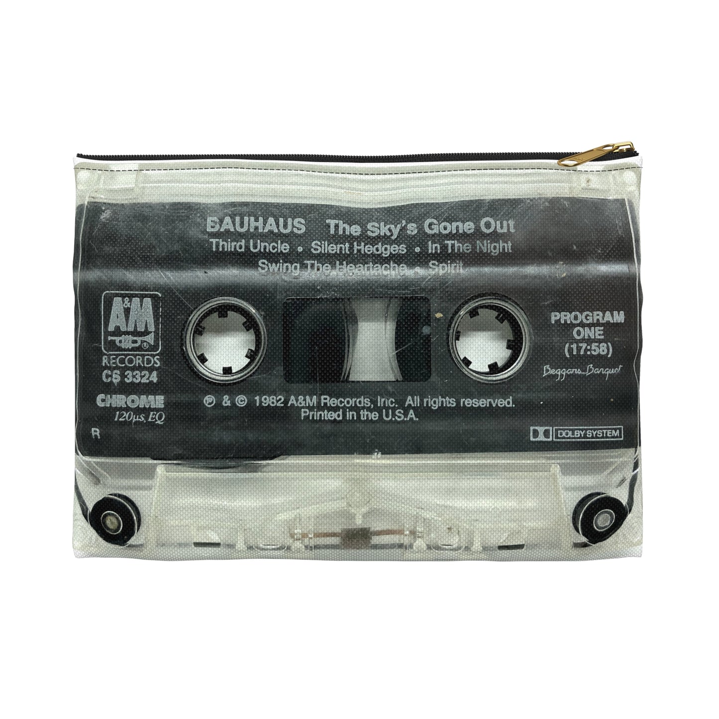 Bauhaus Zipper Pouch - Bauhaus The Sky's Gone Out Cassette Tape Zipper Pouch - Bauhaus Cassette Pouch