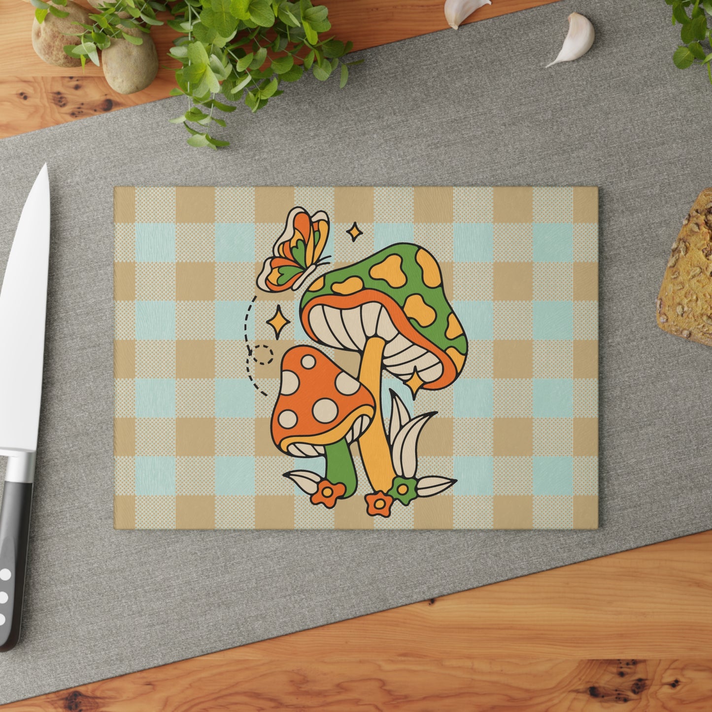 Retro Mushrooms Cutting Board