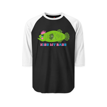 Kiss My Bass Punk Fish Raglan Baseball Shirt